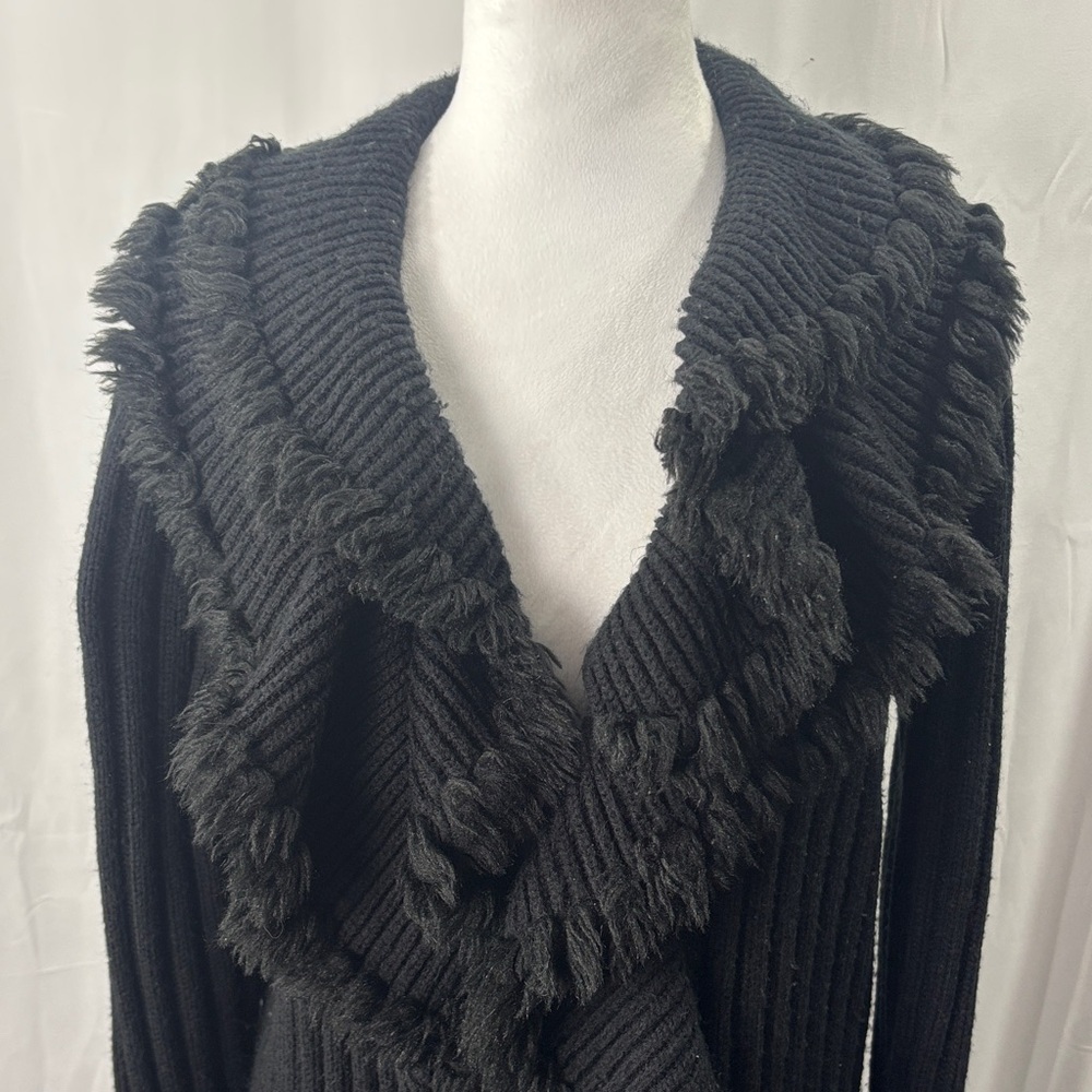 Alfani Black Ruffled Cardigan Sweater - Picture 3 of 6